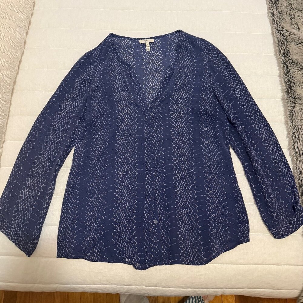 Joie Navy Snakeskin Blouse